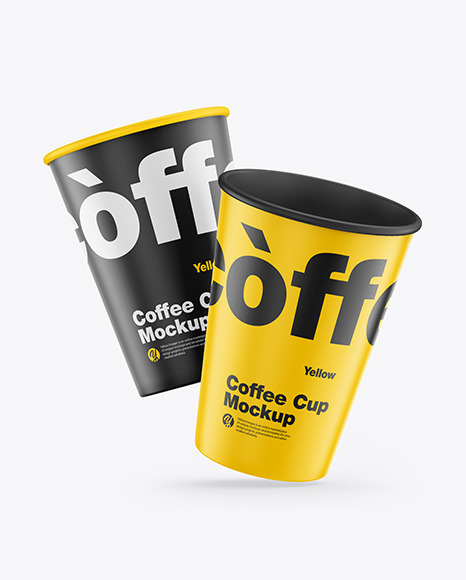 Matte Coffee Cups Mockup PSD #2