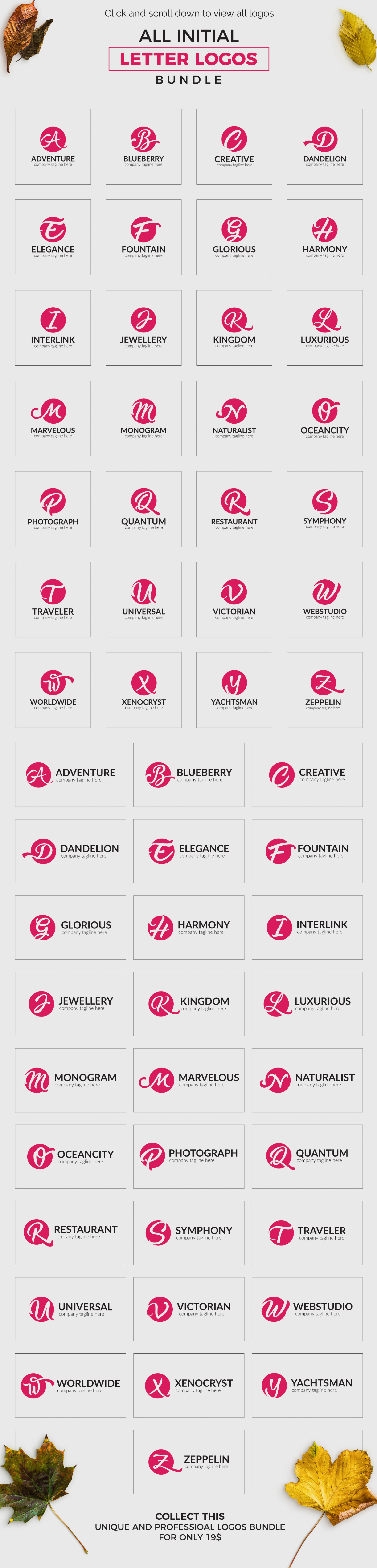 All Initial Letter Logos Bundle In Logo Templates On Yellow Images Creative Store