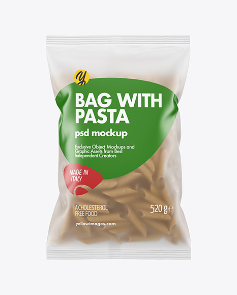 Download Whole Wheat Penne Pasta Frosted Bag Mockup In Bag Sack Mockups On Yellow Images Object Mockups