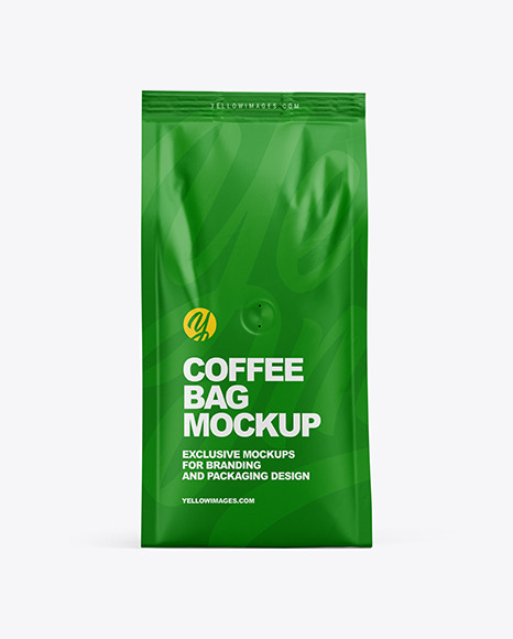 Matte Coffee Bag Mockup Front View In Bag Sack Mockups On Yellow Images Object Mockups