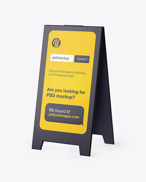 Pavement Sign Outdoor Advertising Half Side View In Outdoor Advertising Mockups On Yellow Images Object Mockups