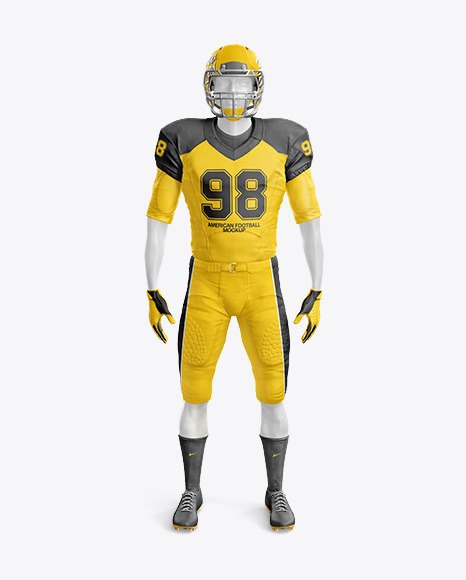 American Football Kit Mockup With Mannequin Front View In Apparel Mockups On Yellow Images Object Mockups