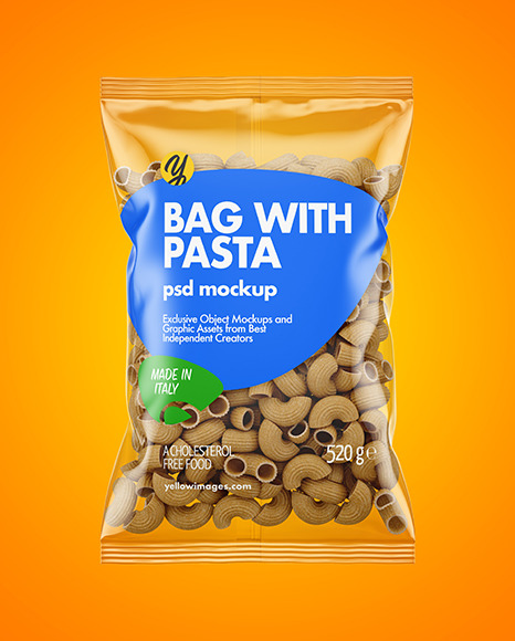 Download Whole Wheat Pipe Rigate Pasta Bag Mockup In Bag Sack Mockups On Yellow Images Object Mockups PSD Mockup Templates