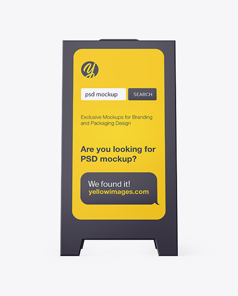 Download Pavement Sign Outdoor Advertising Front View In Outdoor Advertising Mockups On Yellow Images Object Mockups PSD Mockup Templates