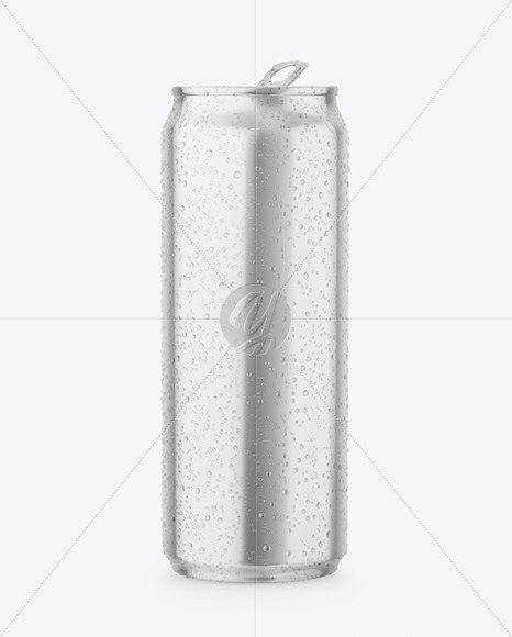 Download Metallic Drink Can With Condensation Mockup in Can Mockups on Yellow Images Object Mockups