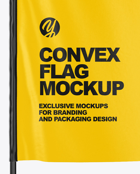 Convex Flag Mockup In Outdoor Advertising Mockups On Yellow Images Object Mockups