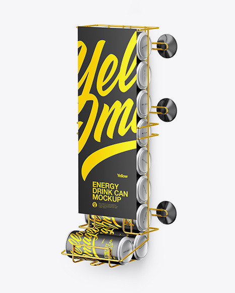 Download Dispenser w/ Matte Metallic Cans Mockup in Can Mockups on Yellow Images Object Mockups