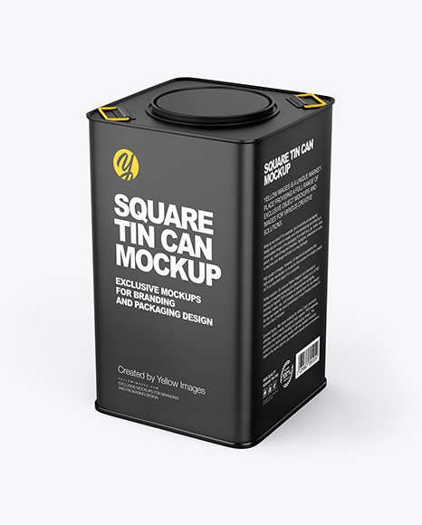 Matte Square Tin Can Mockup PSD #4