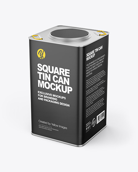 Download Matte Square Tin Can Mockup In Can Mockups On Yellow Images Object Mockups PSD Mockup Templates