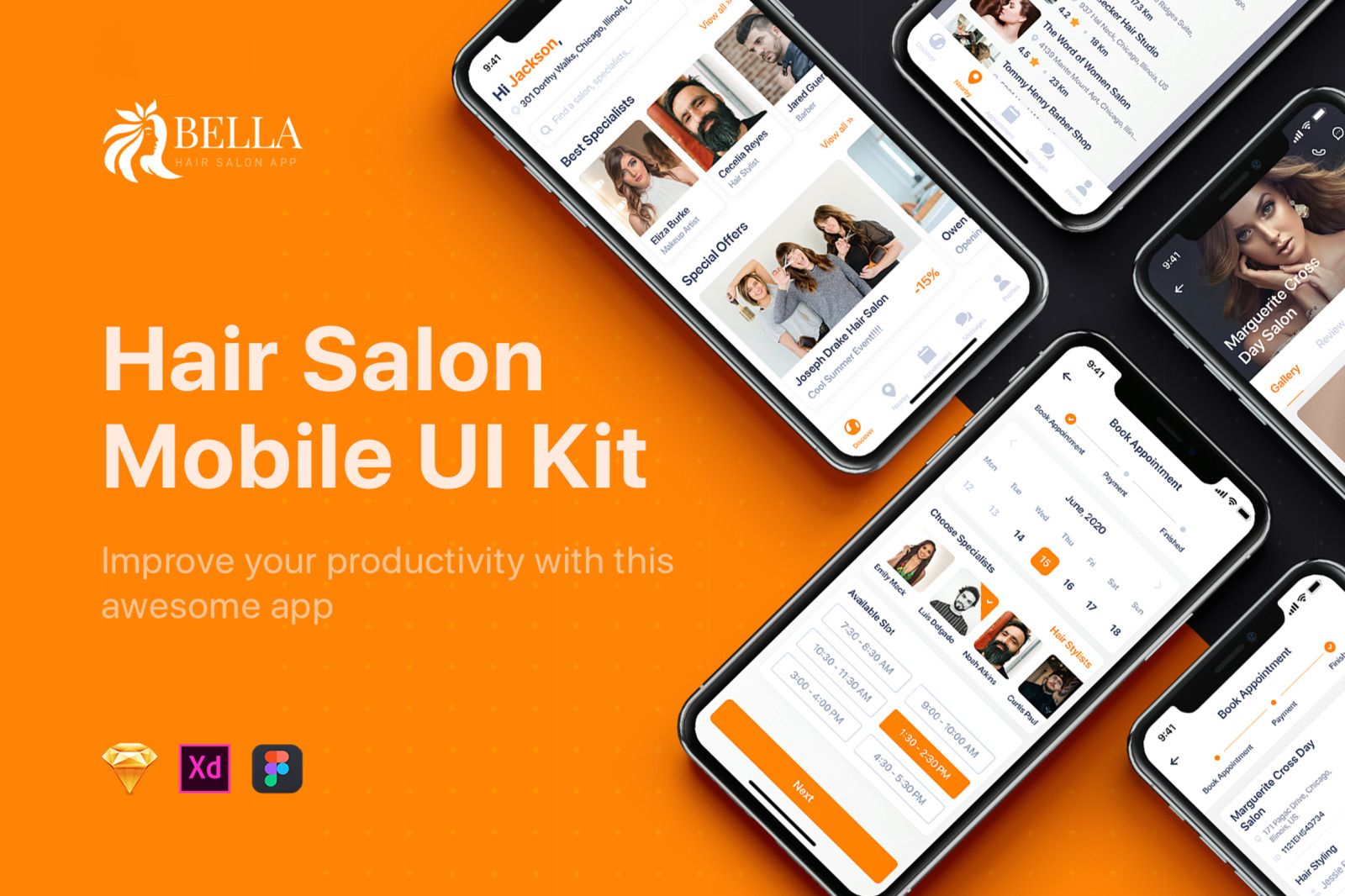 Bella Hair Salon Ui Kit In Ux Ui Kits On Yellow Images Creative Store