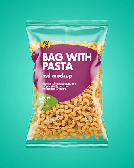 Download Matte Plastic Bag With Tricolor Chifferini Pasta Mockup