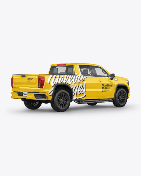 Download Pickup Truck Mockup Back Half Side View In Vehicle Mockups On Yellow Images Object Mockups PSD Mockup Templates