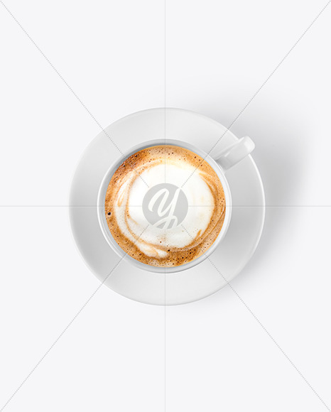 Download Coffee Cup W Latte Mockup In Cup Bowl Mockups On Yellow Images Object Mockups PSD Mockup Templates