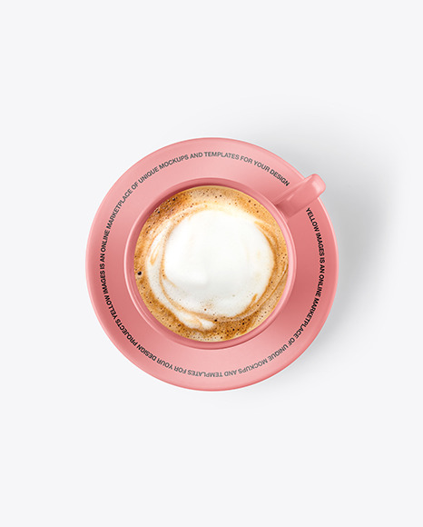 Download Coffee Cup W Latte Mockup In Cup Bowl Mockups On Yellow Images Object Mockups PSD Mockup Templates