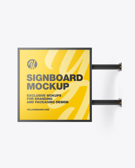 Download Square Signboard Mockup In Outdoor Advertising Mockups On Yellow Images Object Mockups Yellowimages Mockups