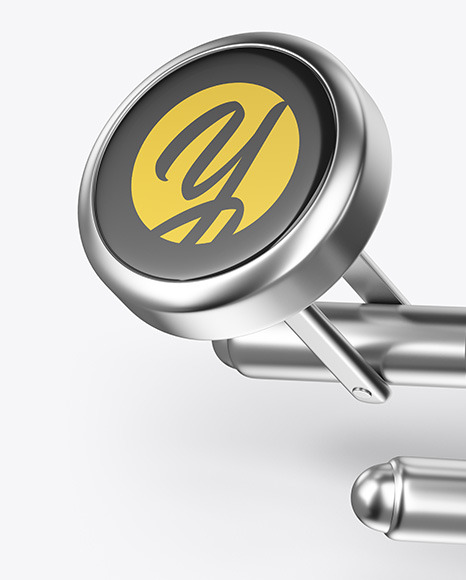 Download Two Cufflinks With Round Caps Mockup In Object Mockups On Yellow Images Object Mockups