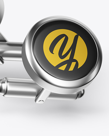 Download Two Cufflinks with Round Caps Mockup in Object Mockups on Yellow Images Object Mockups