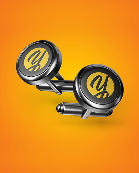 Download Two Cufflinks With Round Caps Mockup In Object Mockups On Yellow Images Object Mockups