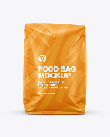 Download Matte Food Bag Mockup Front View In Bag Sack Mockups On Yellow Images Object Mockups