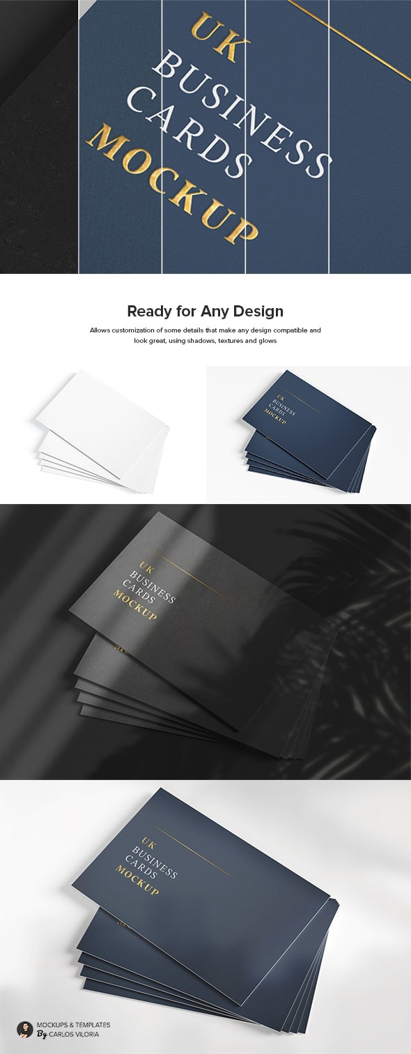 Download Uk Business Cards Mockup 02 In Stationery Mockups On Yellow Images Creative Store PSD Mockup Templates