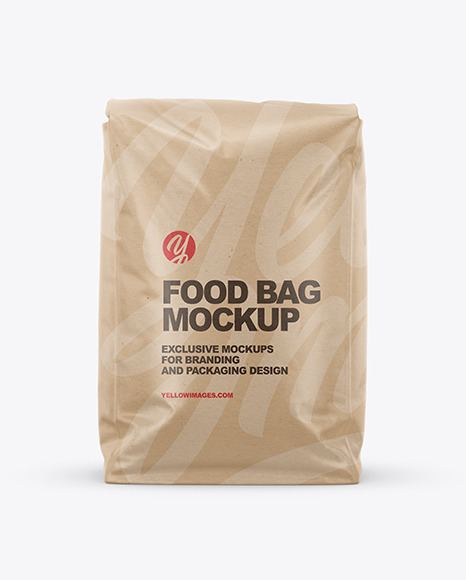 Download Kraft Food Bag Mockup Front View In Bag Sack Mockups On Yellow Images Object Mockups PSD Mockup Templates