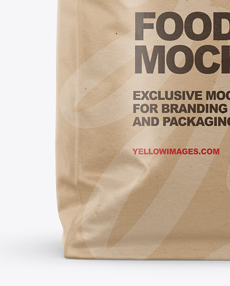 Download Kraft Food Bag Mockup Front View In Bag Sack Mockups On Yellow Images Object Mockups Yellowimages Mockups