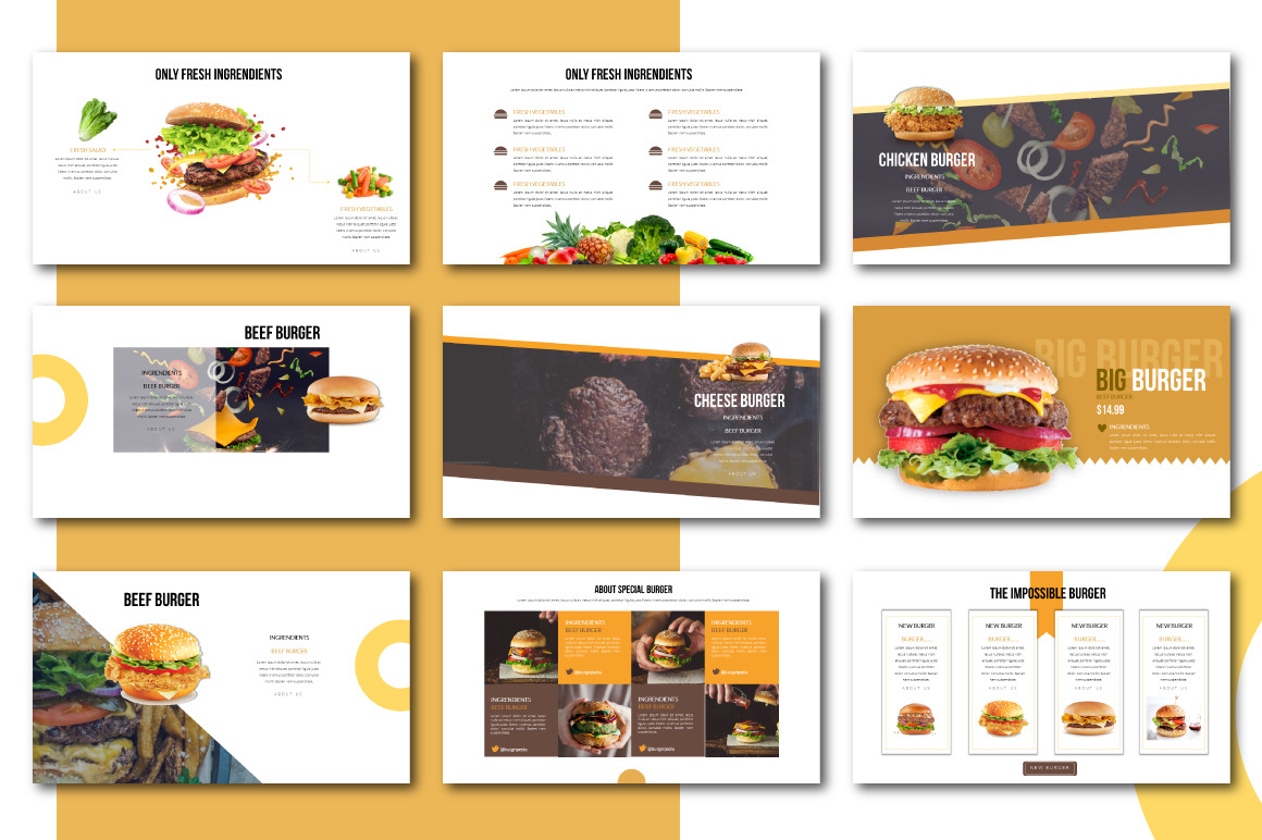 Burger Powerpoint Presentation In Presentation Templates On Yellow Images Creative Store