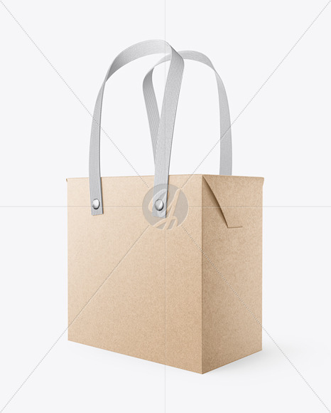 Download Kraft Paper Bag With Textile Handles Mockup Half Side View In Bag Sack Mockups On Yellow Images Object Mockups PSD Mockup Templates