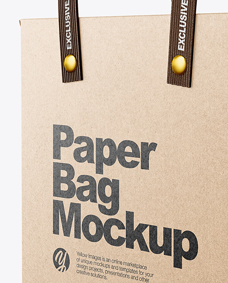 Kraft Paper Bag with Textile Handles Mockup   Half Side View PSD #5