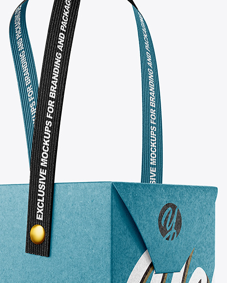 Kraft Paper Bag with Textile Handles Mockup   Half Side View PSD #6