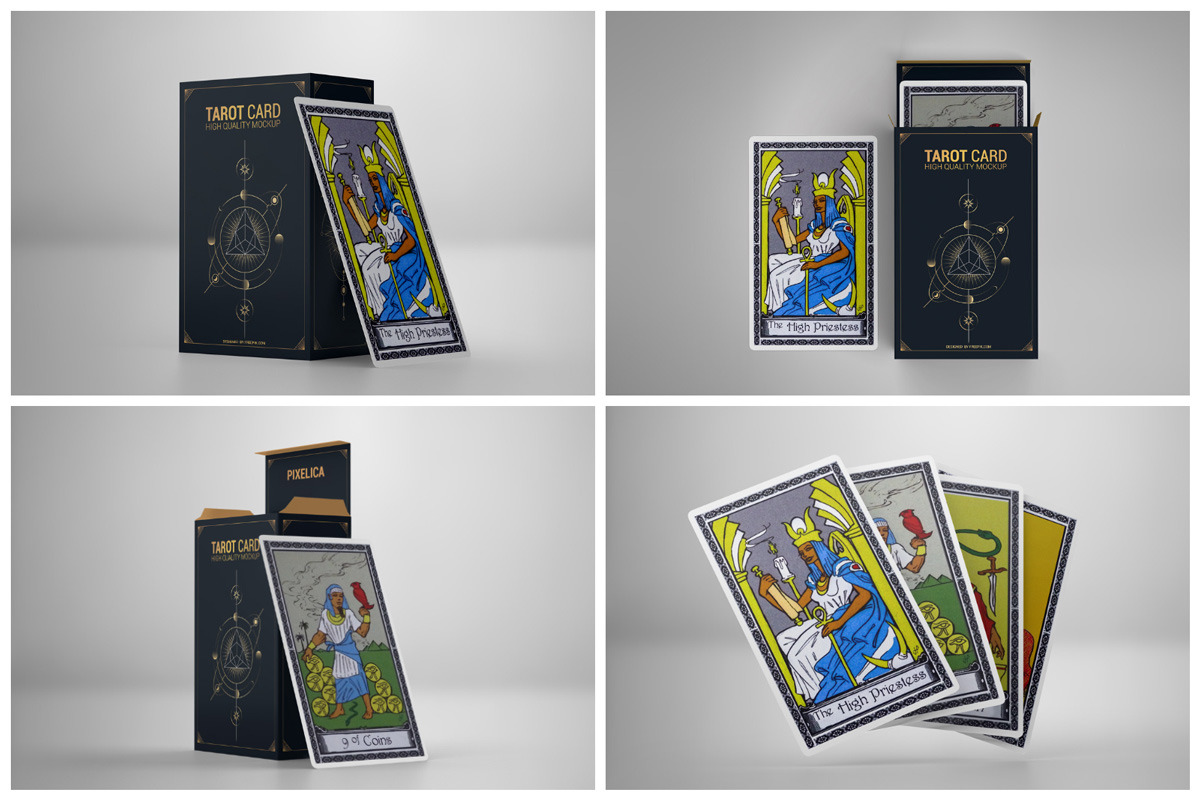 Download Tarot Card Mockup In Packaging Mockups On Yellow Images Creative Store