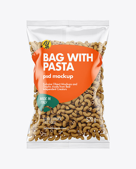 Download Whole Wheat Chifferini Pasta Bag Mockup In Bag Sack Mockups On Yellow Images Object Mockups