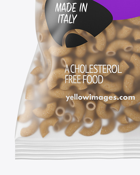 Download Whole Wheat Chifferini Pasta Matte Bag Mockup In Bag Sack Mockups On Yellow Images Object Mockups PSD Mockup Templates