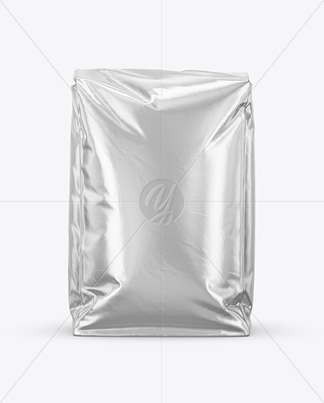 Metallic Food Bag Mockup Front View In Bag Sack Mockups On Yellow Images Object Mockups