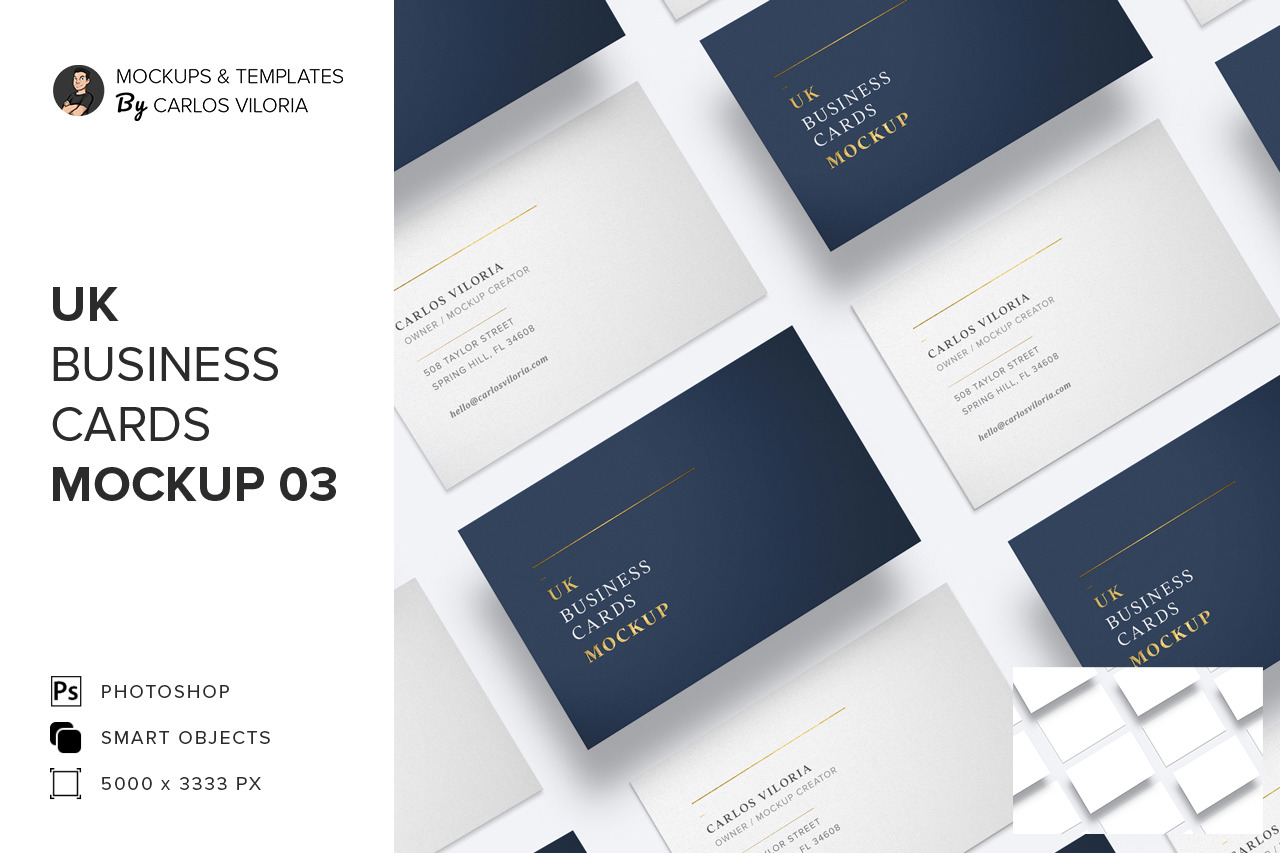 Download Uk Business Cards Mockup 03 In Stationery Mockups On Yellow Images Creative Store PSD Mockup Templates