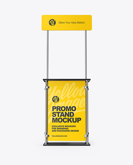 Download Metallic Promo Stand Mockup In Indoor Advertising Mockups On Yellow Images Object Mockups