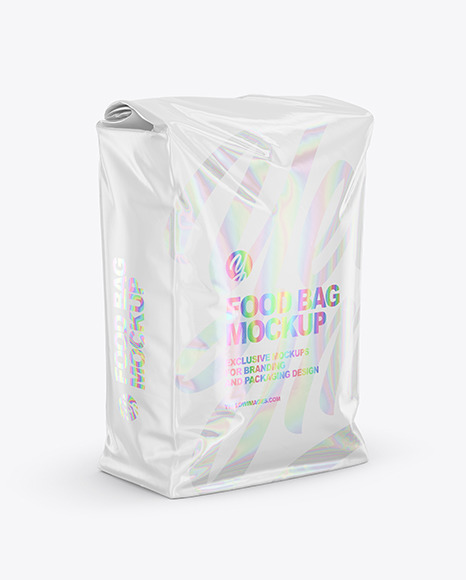 Glossy Food Bag Mockup Half Side View In Bag Sack Mockups On Yellow Images Object Mockups