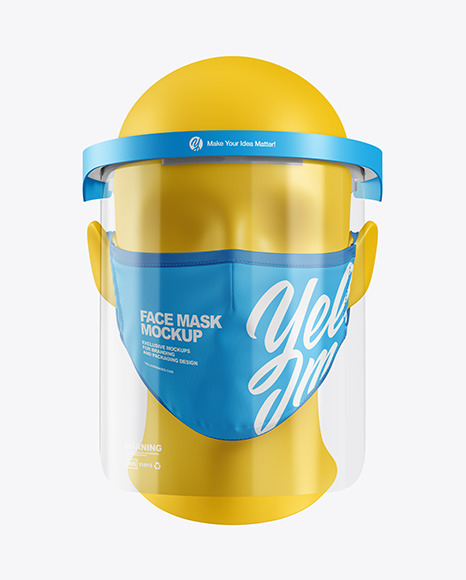 Download Face Mask Face Shield Mockup In Apparel Mockups On Yellow Images Object Mockups