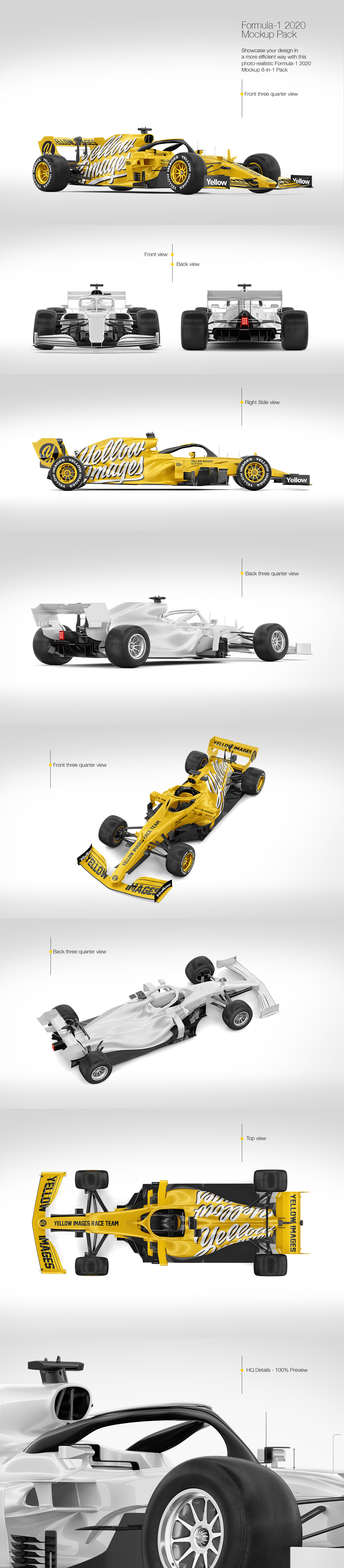 Download Formula 1 2020 Mockup Pack In Handpicked Sets Of Vehicles On Yellow Images Creative Store