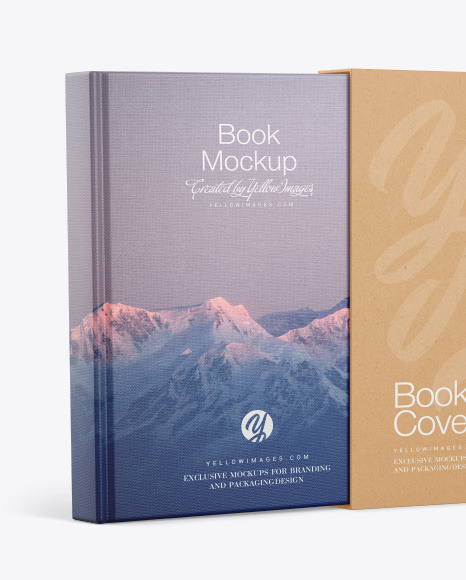 Download Fabric Hardcover Book With Kraft Cover Mockup In Stationery Mockups On Yellow Images Object Mockups PSD Mockup Templates