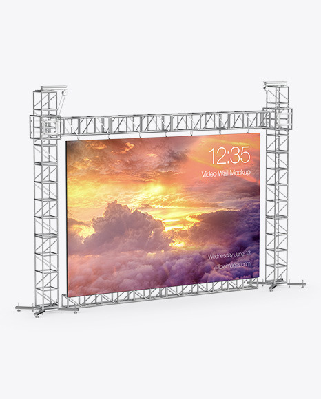 Download Stage Video Wall Mockup Half Side View In Outdoor Advertising Mockups On Yellow Images Object Mockups PSD Mockup Templates