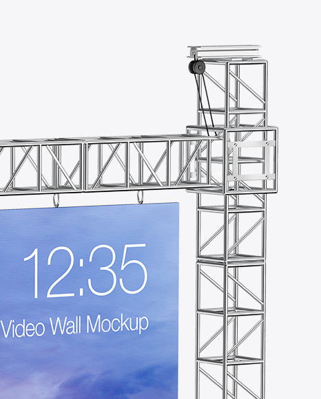 Download Stage Video Wall Mockup Half Side View In Outdoor Advertising Mockups On Yellow Images Object Mockups PSD Mockup Templates