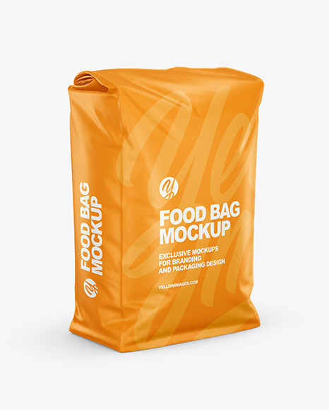 Download Matte Food Bag Mockup Half Side View In Bag Sack Mockups On Yellow Images Object Mockups PSD Mockup Templates