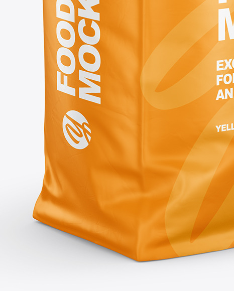 Matte Food Bag Mockup Half Side View In Bag Sack Mockups On Yellow Images Object Mockups