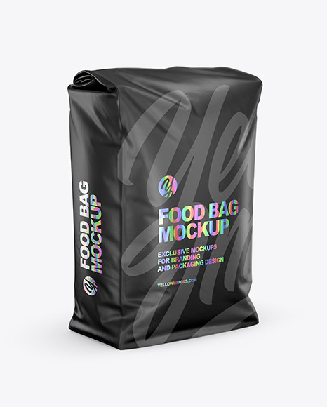 Download Matte Food Bag Mockup Half Side View In Bag Sack Mockups On Yellow Images Object Mockups Yellowimages Mockups