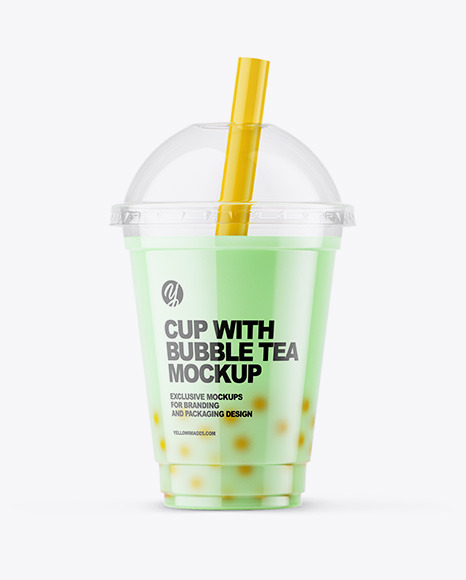 Download Milk Bubble Tea Cup Mockup In Cup Bowl Mockups On Yellow Images Object Mockups PSD Mockup Templates