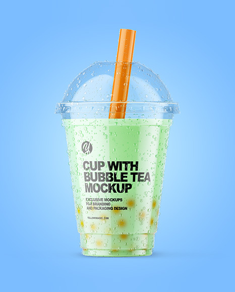 Download Bubble Tea Cup Psd Mockup Front View Yellowimages