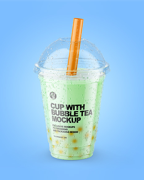Milk Bubble Tea Cup Mockup PSD #1