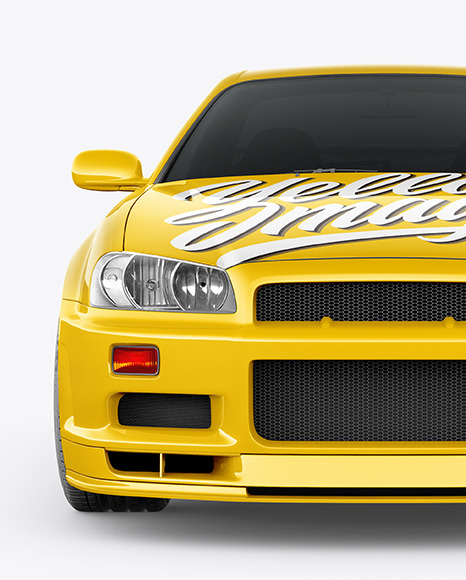 Download Sport Car Mockup Front View In Vehicle Mockups On Yellow Images Object Mockups PSD Mockup Templates