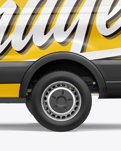 Download Hq Panel Van Mockup Left Side View In Vehicle Mockups On Yellow Images Object Mockups PSD Mockup Templates